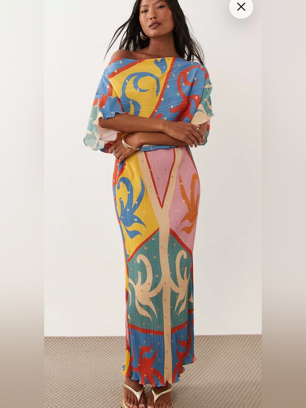 Multi-Color Graphic Print Maxi Skirt - Vibrant Abstract Pattern